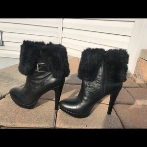 Black furry boots